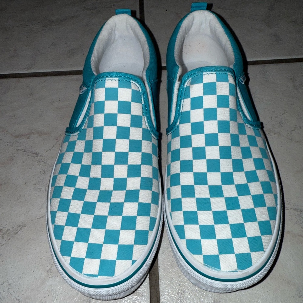 Vans Checkered Sneakers - Teal and White